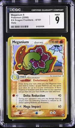 CGC 9 MINT Meganium 2006 EX Dragon Frontiers 4/101 Holo Pokemon Card - Image 1