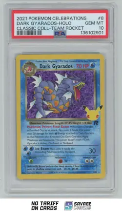 2021 Pokemon Celebrations Classic Team Rocket Dark Gyarados PSA 10 #8/82 - Image 1