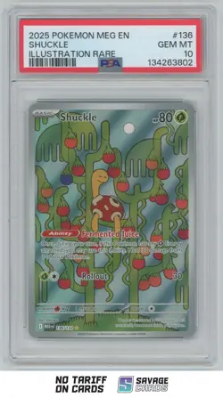 2025 Pokemon Mega Evolution Illustration Rare Shuckle PSA 10 #136/132 - Image 1
