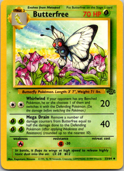 Pokemon TCG Butterfree Jungle 33/64 Regular Unlimited Uncommon LP - Image 1