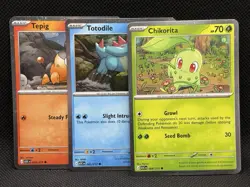 Pokemon TCG TEPIG CHIKORITA TOTODILE Ascended Heroes Cosmos Holo DeluxePin Promo - Image 1