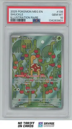 2025 Pokemon Mega Evolution Illustration Rare Shuckle PSA 10 #136/132 - Image 1