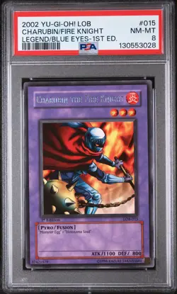 2002 YU-GI-OH! LEGEND OF BLUE EYES 1ST EDITION CHARUBIN THE FIRE KNIGHT PSA 8 - Image 1