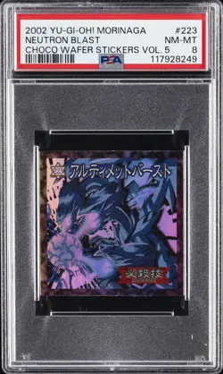 2002 YU-GI-OH! MORINAGA CHOCOLATE WAFER STICKERS VOL. 5 #223 NEUTRON BLAST PSA 8 - Image 1
