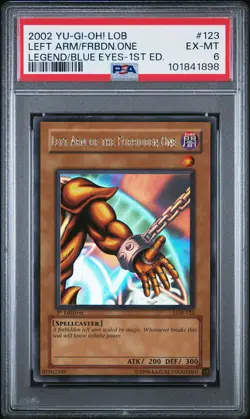 2002 YU-GI-OH! LOB-1ST EDITION #123 LEFT ARM OF THE FORBIDDEN ONE PSA 6 - Image 1