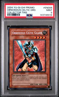 2004 YU-GI-OH! PROMO COLLECTOR TINS #EN006 OBNOXIOUS CELTIC GUARD PSA 9 - Image 1