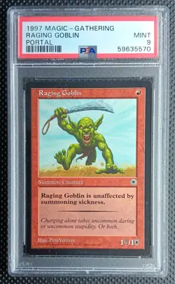 1997 MTG Magic the Gathering Portal- Raging Goblin - Red / Summon Creature-PSA 9 - Image 1