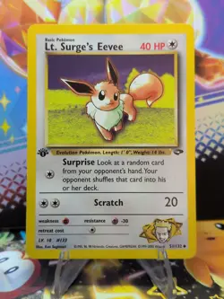 Pokemon TCG Gym Challenge 1st Edition Lt Surge's Eevee 051/132 WOTC 2000 NM/M NP - Image 1
