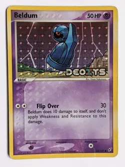 Pokemon: Beldum 55/107 Reverse Holo Stamped Ex Deoxys Card. MP - Image 1