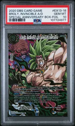 Broly Invincible Agent of Destruction EX Foil Dragon Ball Super Card Game PSA 10 - Image 1