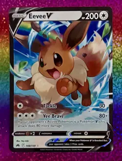 Pokemon Eevee V 108/159 Ultra Rare Holofoil Crown Zenith TCG Card Free S&H !! - Image 1