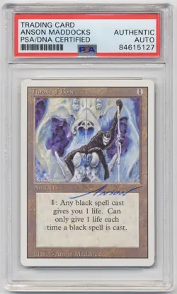 Graded Blue Signed Throne of Bone PSA DNA Revised Artist Anson Maddocks 1994 MTG - Image 1