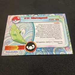 Metapod #11 Blue Logo - 1999 Pokemon Topps TV Animation Series 1 - Image 2