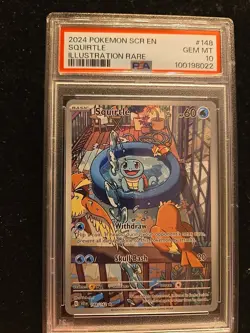 2024 POKEMON SCR EN ILLUSTRATION RARE #148 SQUIRTLE PSA 10 GEM MT - Image 1