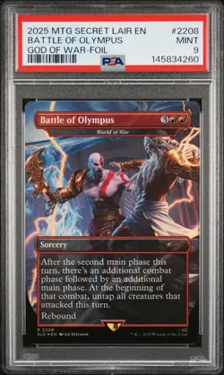 2025 MTG SECRET LAIR DROP GOD OF WAR: GREEK-FOIL #2208 BATTLE OF OLYMPUS PSA 9 - Image 1