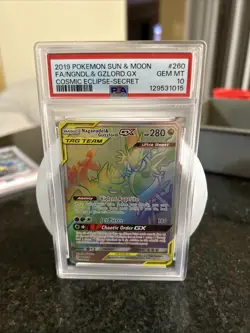 2019 Pokemon Sun Moon Cosmic Eclipse Naganadel Guzzlord GX #260/236 PSA 10 - Image 1