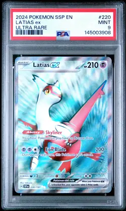 2024 POKEMON SSP EN-SURGING SPARKS ULTRA RARE #220 LATIAS EX PSA 9 - Image 1