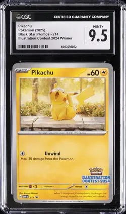 2025 POKEMON BLACK STAR PROMOS ILLUSTRATION CONTEST 2024 WINNER PIKACHU CGC 9.5 - Image 1