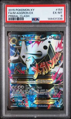 2015 POKEMON XY PRIMAL CLASH #154 FULL ART/M AGGRON EX PSA 6 - Image 1