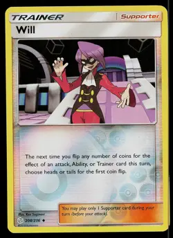Pokemon Card Cosmic Eclipse Will 208/236 Uncommon Reverse Holo - Image 1