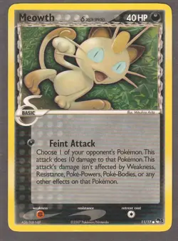 Meowth Delta Species 11/17 POP Series 5 2007 Pokemon Card MP Crease - Image 1