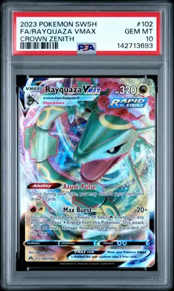2023 POKEMON SWORD & SHIELD CROWN ZENITH #102 FULL ART/RAYQUAZA VMAX PSA 10 - Image 1
