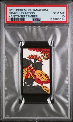 2013 POKEMON HANAFUDA KANTO SEPTEMBER PIKACHU/ZAPDOS PSA 10 - Image 1