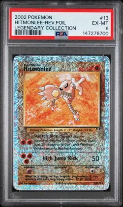 2002 POKEMON LEGENDARY COLLECTION #13 HITMONLEE-REVERSE FOIL PSA 6 - Image 1