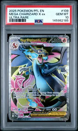 2025 POKEMON PFL EN-PHANTASMAL FLAMES ULTRA RARE #109 MEGA CHARIZARD X EX PSA 10 - Image 1