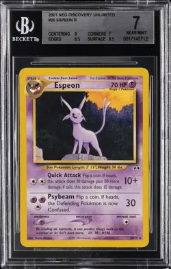2001 POKEMON NEO DISCOVERY UNLIMITED R #20 ESPEON BGS 7 - Image 1