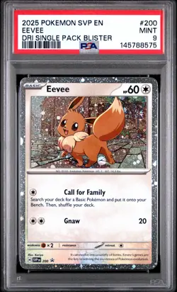 2025 POKEMON SVP DESTINED RIVALS SINGLE PACK BLISTER PROMO #200 EEVEE PSA 9 - Image 1