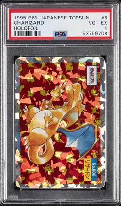 1997 POKEMON JPN TOPSUN FOIL #6 CHARIZARD PSA 4 - Image 1