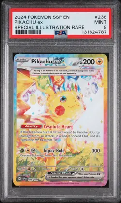 2024 POKEMON SSP EN-SURGING SPARKS SPECIAL ILLUSTRATION RARE PIKACHU EX PSA 9 - Image 1
