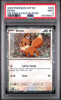 2025 POKEMON SVP DESTINED RIVALS SINGLE PACK BLISTER PROMO #200 EEVEE PSA 9 - Image 1