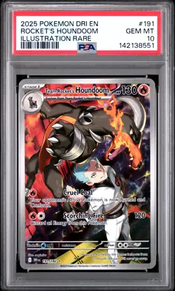 2025 POKEMON DRI EN-DESTINED RIVALS #191 TEAM ROCKET'S HOUNDOOM PSA 10 - Image 1
