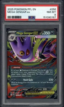 POKEMON ENGLISH PHANTASMAL FLAMES MEGA GENGAR EX #56 PSA 8 NEAR MINT/MINT - Image 1