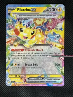 Pokemon Pikachu ex Double Rare Full Art Holo 057/191 Sv08 2023 200 HP Topaz Bolt - Image 1