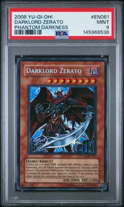 2008 YU-GI-OH! PTDN-PHANTOM DARKNESS #EN081 DARKLORD ZERATO PSA 9 - Image 1