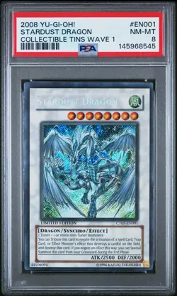 2008 YU-GI-OH! COLLECTIBLE TINS WAVE 1 #EN001 STARDUST DRAGON PSA 8 - Image 1