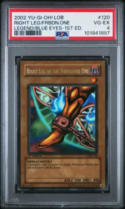 2002 YU-GI-OH! LOB-1ST EDITION #120 RIGHT LEG OF THE FORBIDDEN ONE PSA 4 - Image 1