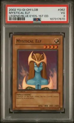 2002 YU-GI-OH! LEGEND OF BLUE EYES WHITE DRAGON 1ST EDITION MYSTICAL ELF PSA 3 - Image 1