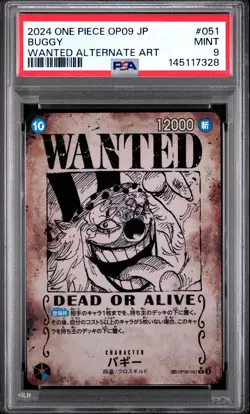 2024 ONE PIECE JPN EMPERORS IN THE NEW WORLD WANTED ALT ART #051 BUGGY PSA 9 - Image 1