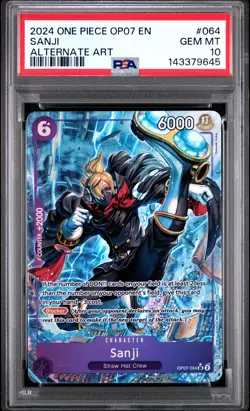 2024 ONE PIECE OP07-500 YEARS IN THE FUTURE ALTERNATE ART #064 SANJI PSA 10 - Image 1