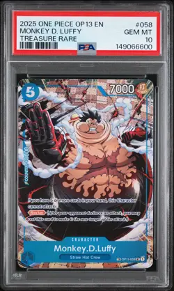 2025 ONE PIECE OP13-CARRYING ON HIS WILL TREASURE RARE MONKEY D. LUFFY PSA 10 - Image 1