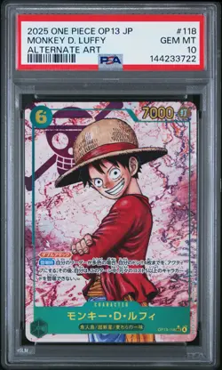 2025 ONE PIECE JPN OP13-CARRYING ON HIS WILL ALT ART #118 MONKEY D. LUFFY PSA 10 - Image 1