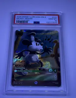 2025 Disney Lorcana EN 9 Enchanted Mickey Mouse Steamboat Pilot PSA 10 - Image 1