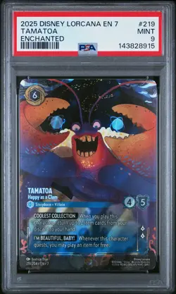 2025 DISNEY LORCANA ARCHAZIA'S ISLAND ENCHANTED TAMATOA - HAPPY AS A CLAM PSA 9 - Image 1
