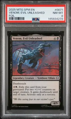 2025 MAGIC: THE GATHERING MARVEL'S SPIDER-MAN FOIL VENOM, EVIL UNLEASHED PSA 8 - Image 1