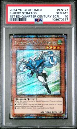 Elemental HERO Stratos Yugioh 2024 RA03-EN177 Quarter Century Secret 1st PSA 10 - Image 1