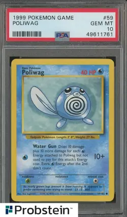 1999 Pokemon Game #59 Poliwag PSA 10 GEM MINT - Image 1